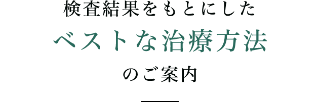 検査結果をもとにしたベストな治療方法のご案内